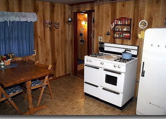 Very nice eating area in the kitchen.  The doorway in the center of this pix l