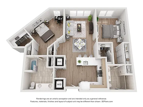 Floor plan Avenue G | 2 Bed/2 Bath-BW-13.1
