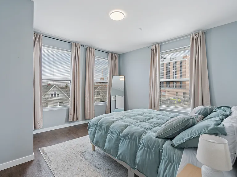 Comfortable sleeping space with thoughtfully selected furnishings