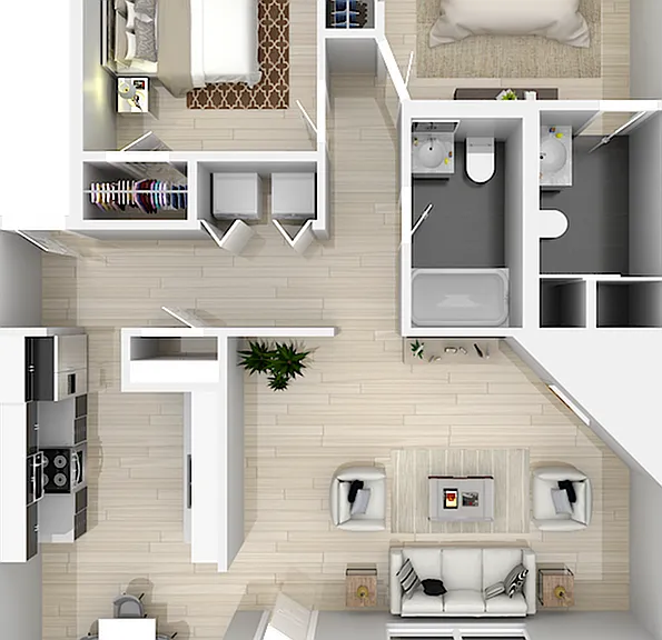 2 Bedroom x 1.5 Bathroom 2 Bedroom x 1.5 Bathroom