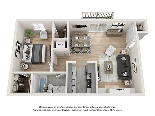 Floor plan Modern 1 Bed