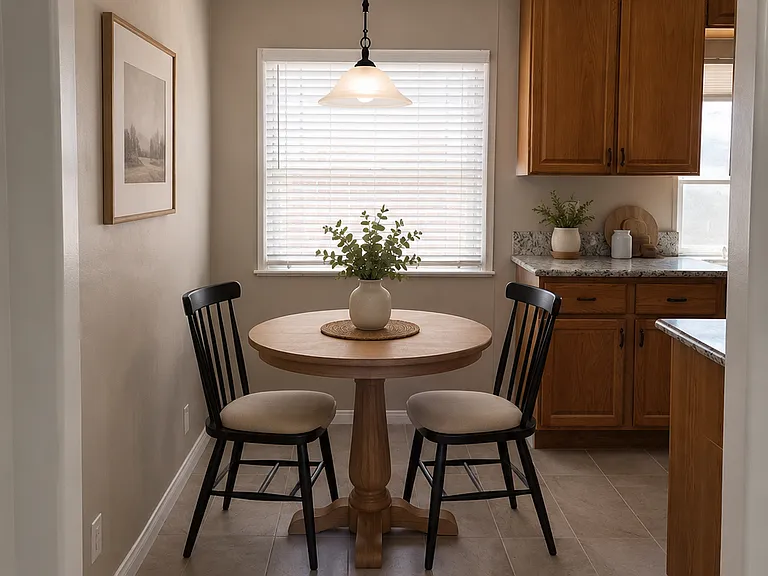 AI generated image of breakfast area, dining room view