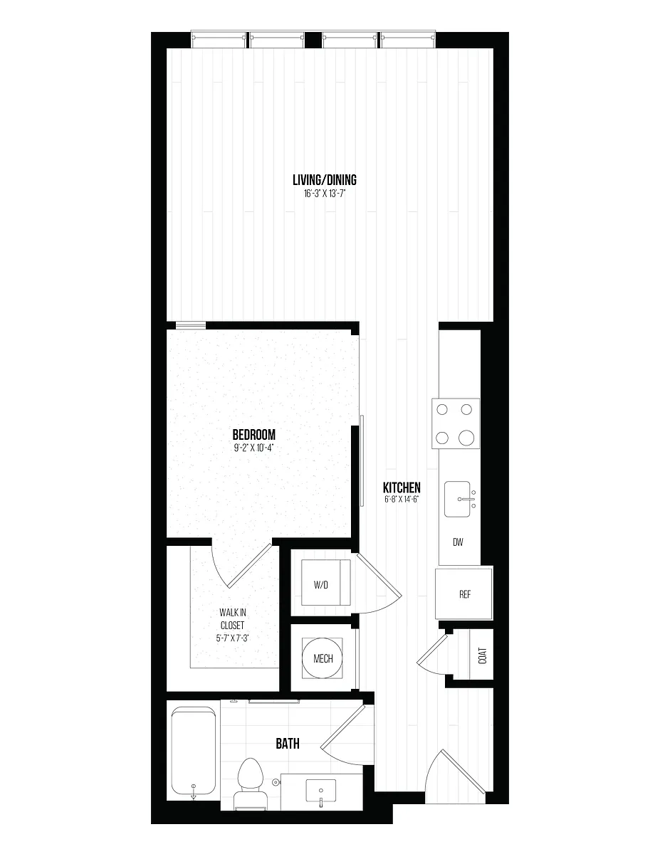 Floor plan 1 Bed/1 Bath Jr -1BJ A