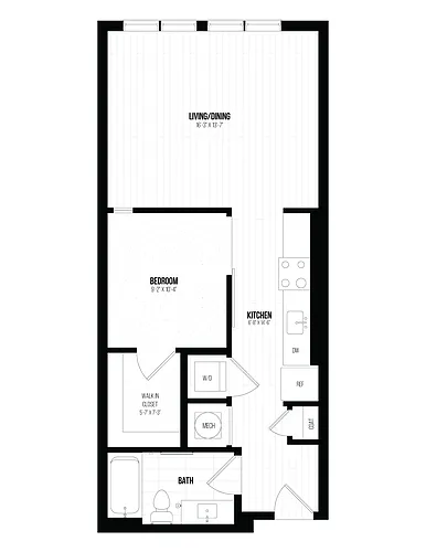 Floor plan 1 Bed/1 Bath Jr -1BJ A