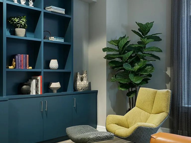 Resident lounge with comfortable seating and gathering space.