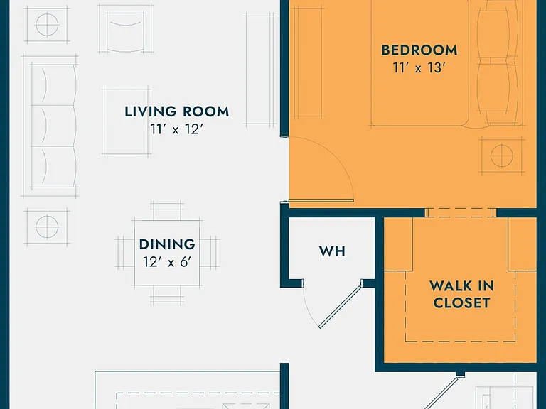 Explore this chic one-bedroom layout with open living spaces and a private deck. Explore this chic one-bedroom layout with open living spaces and a private deck.