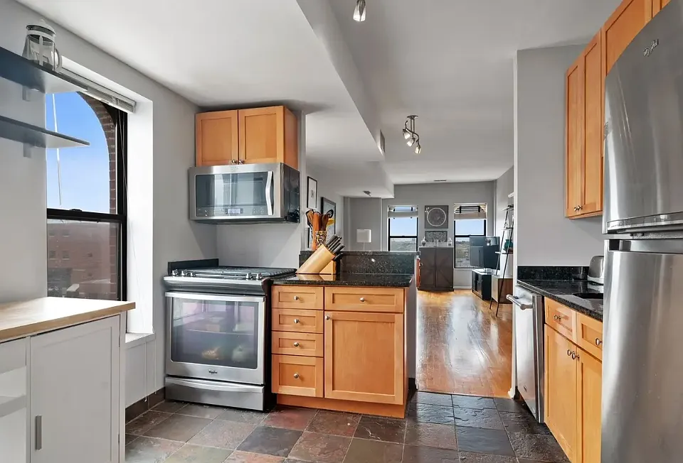 Modern kitchen, all stainless steel appliances