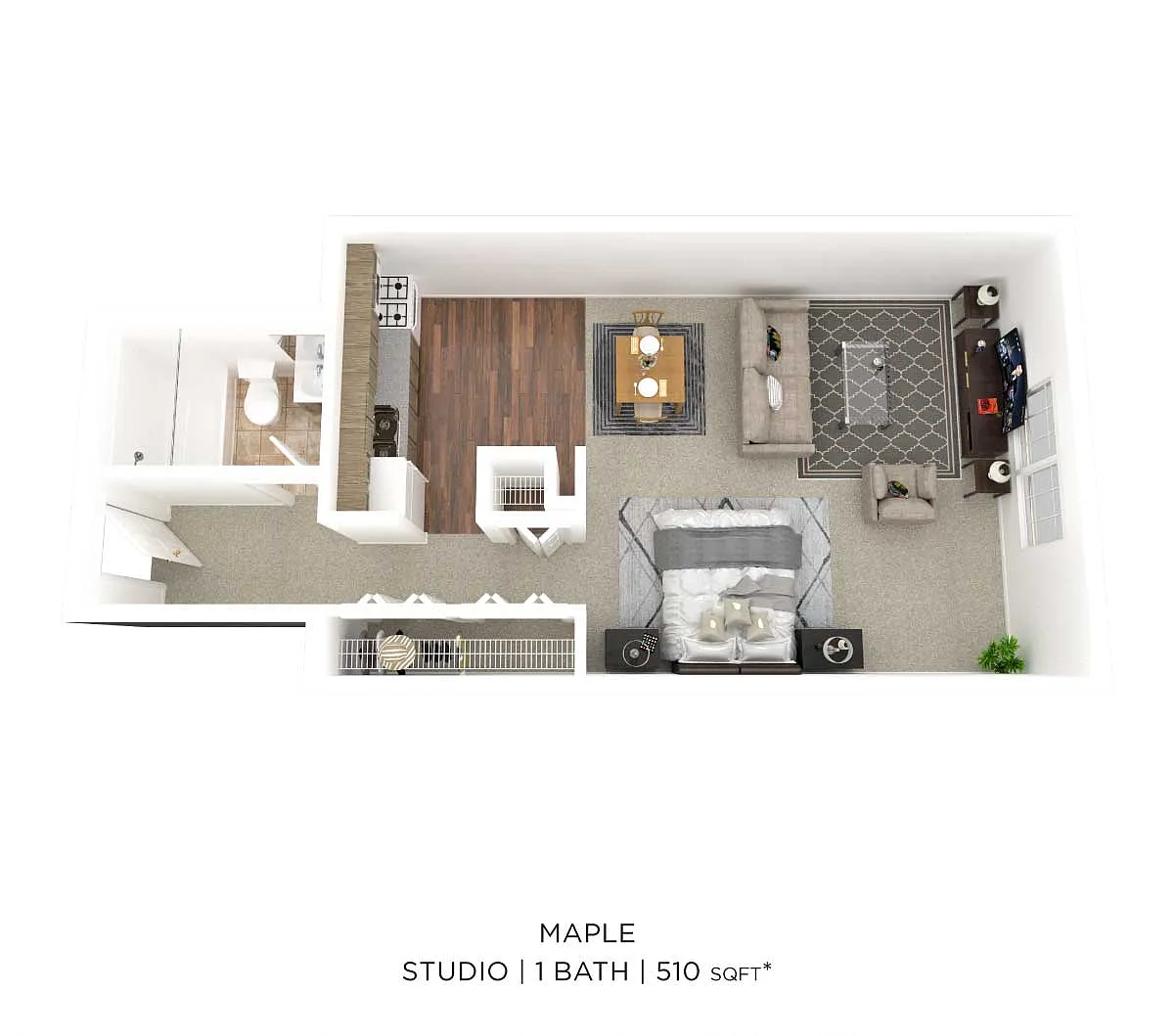Floor plan Studio - 510 sqft