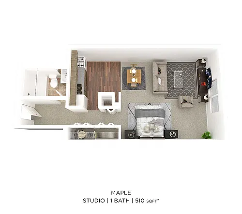 Floor plan Studio - 510 sqft