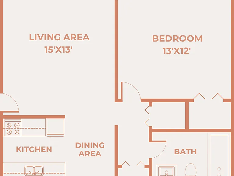 Classic 1 Bedroom, 1 Bathroom Floor Plan Classic 1 Bedroom, 1 Bathroom Floor Plan