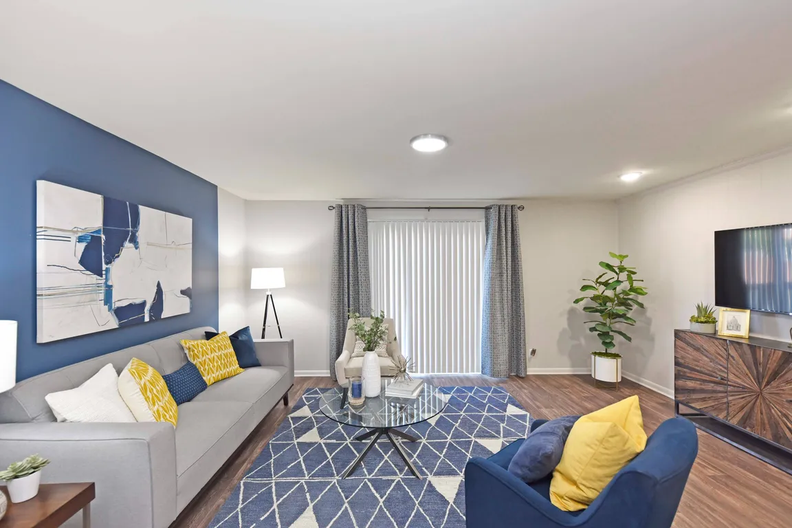 Living Room with Hardwood-Style Flooring