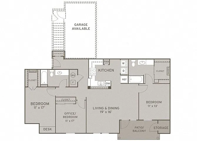 Floor plan 3 Bedroom Garage - Renovated