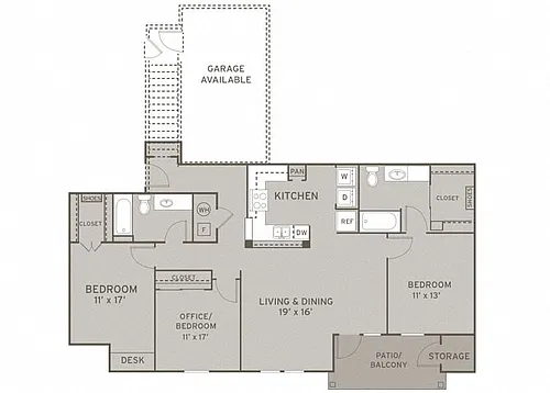 Floor plan 3 Bedroom Garage - Renovated