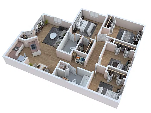 Floor plan Four Bedroom Two Bath