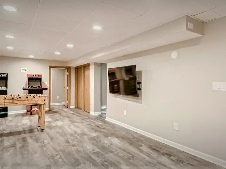 Finished brightly lit and comfortable basement