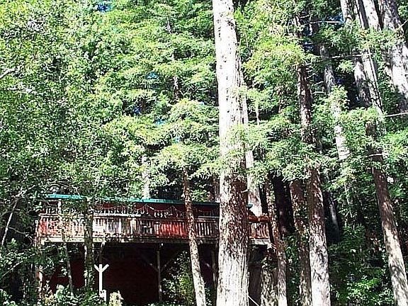 Cabin seen from the creek