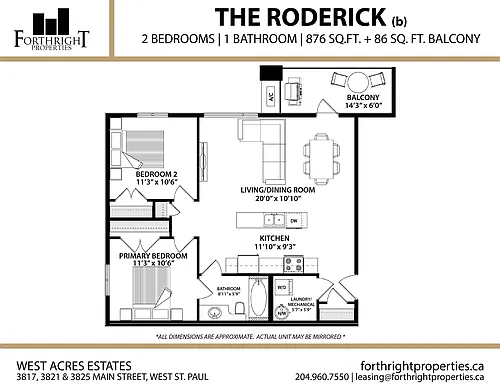 Floor plan 2 Bed - Roderick B