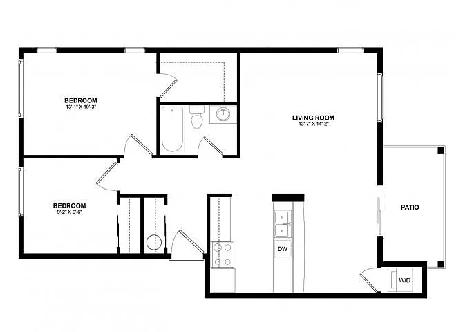 Floor plan 2 Bed 1 Bath
