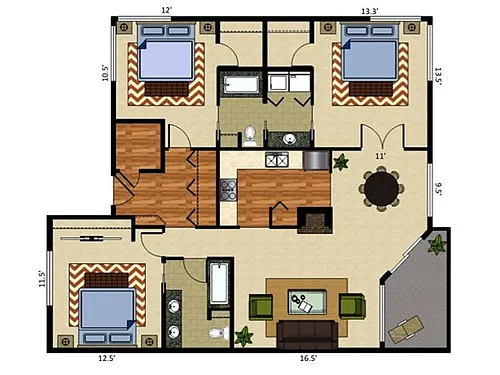Floor plan 3 Bed 2 Bath