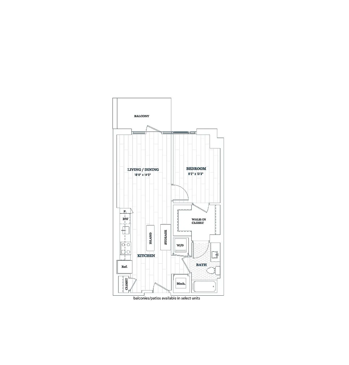 Floor plan 1 Bed - 1 Bath | A08