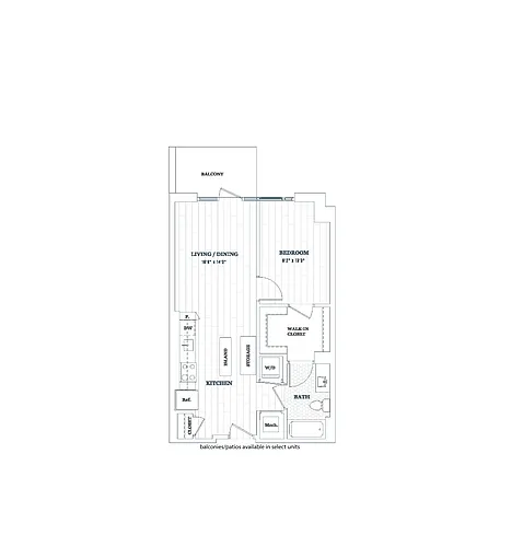 Floor plan 1 Bed - 1 Bath | A08