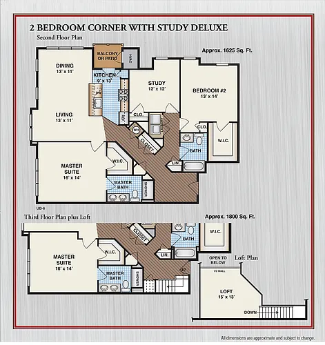 Floor plan 2 Bedroom Study Corner Deluxe