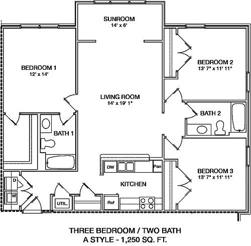 Floor plan 3 Bed 2 Bath