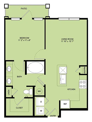 Floor plan A2-657sf-A2.10