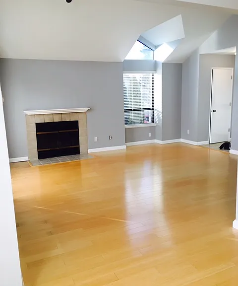 Hard wood Family Room with Fire PLace