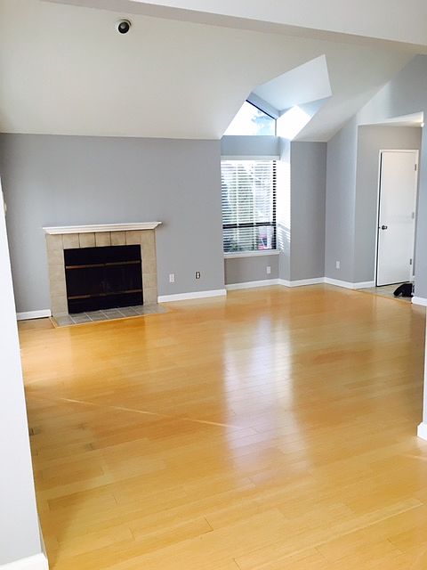 Hard wood Family Room with Fire PLace