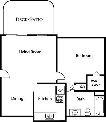 1x1B Renovated floor plan Larkspur