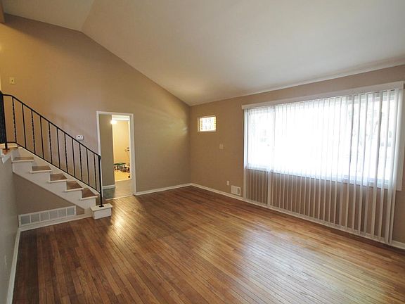 View toward front of house, in the living room.