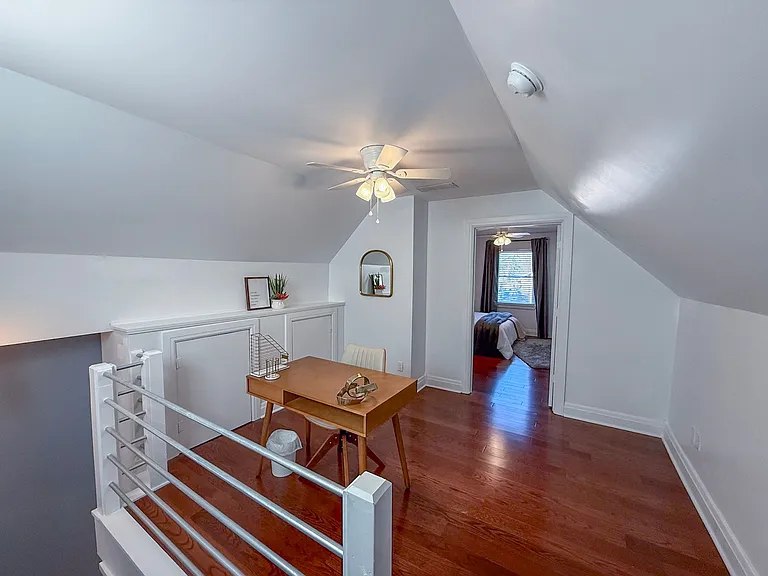 Loft with dedicated work/office area; room for flex use