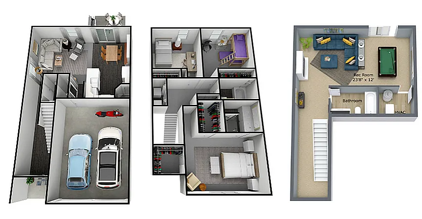 Floor plan 3 bedroom, 2 car garage with finished basement