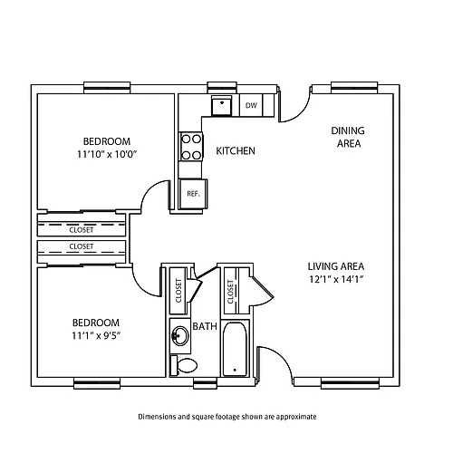 Floor plan 2 Bedroom / 1 Bath