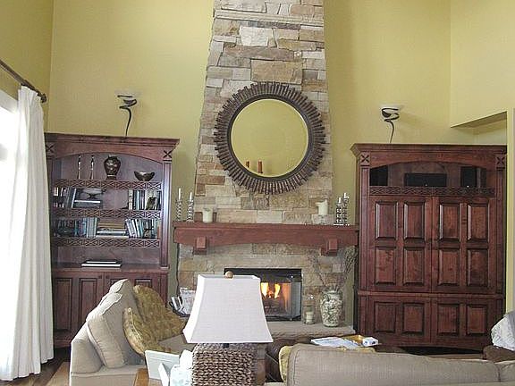 Stone fireplace