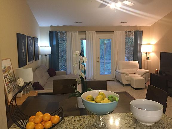 View from kitchen into Living Room. Option for dining area shown