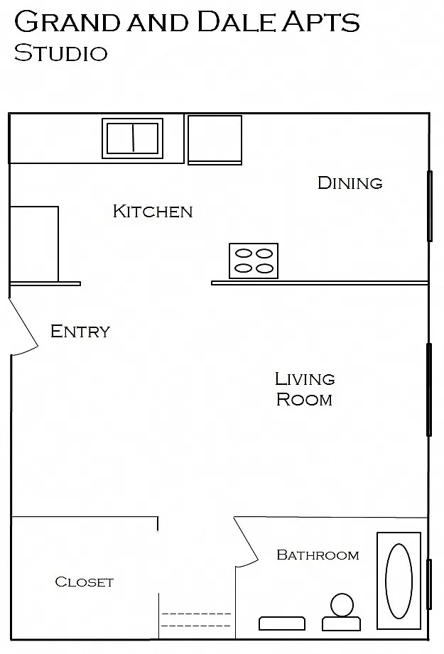 Floor plan Studio with pass through