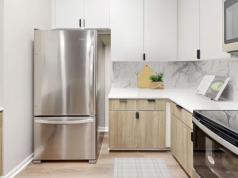 Spacious kitchen with stainless steel appliances