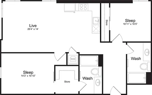 Floor plan 2 Bedroom C
