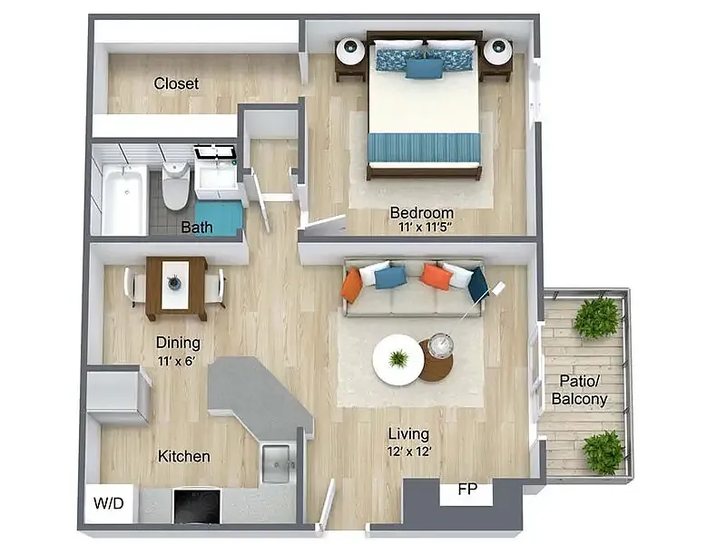 Floor plan 1X1-B