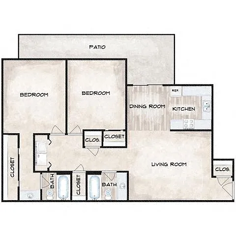 Floor plan 2 Bedroom 2 Bathroom