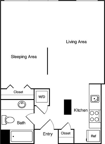 Floor plan Studio 221, 321 SE