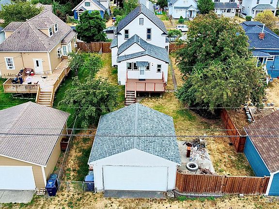 The detached two-car garage sits on the alley.
