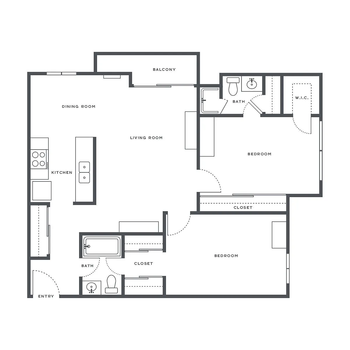 Floor plan 2 Bed, 2 Bath B2