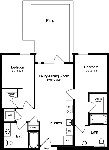 Floor plan 2 Bedroom A with Large Balcony