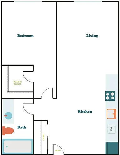 Floor plan 1 Bedroom 1 Bath (1.3)