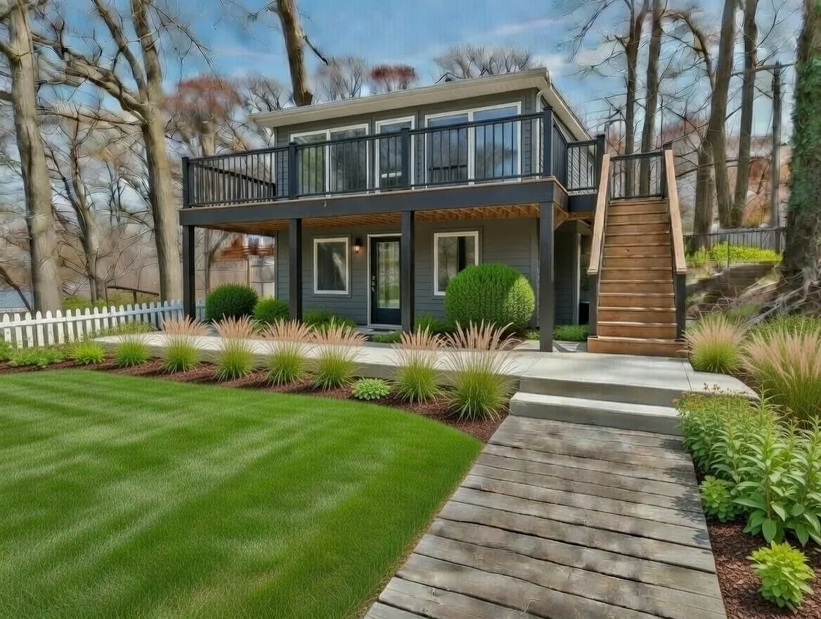 Front door entry under the deck - 602 N Scott Dr #2