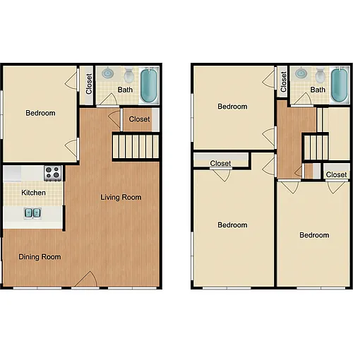 Floor plan 4 Bed 2 Baths