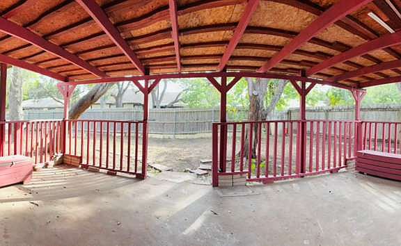 Back porch with ample storage space.